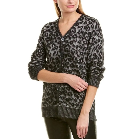 🔥 LA VIE REBECCA TAYLOR Jacquard Leopard
Print Cardigan SIZE MEDIUM - Picture 2 of 12